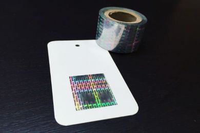 Hot stamping hologram with coil
