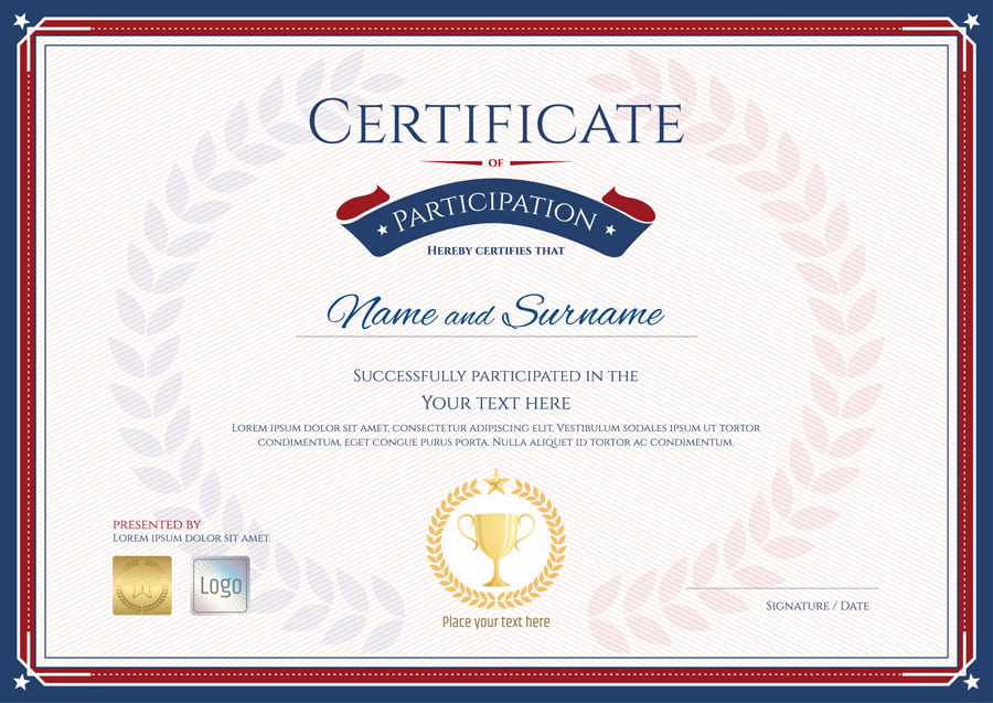 Certificate of participation with hologram